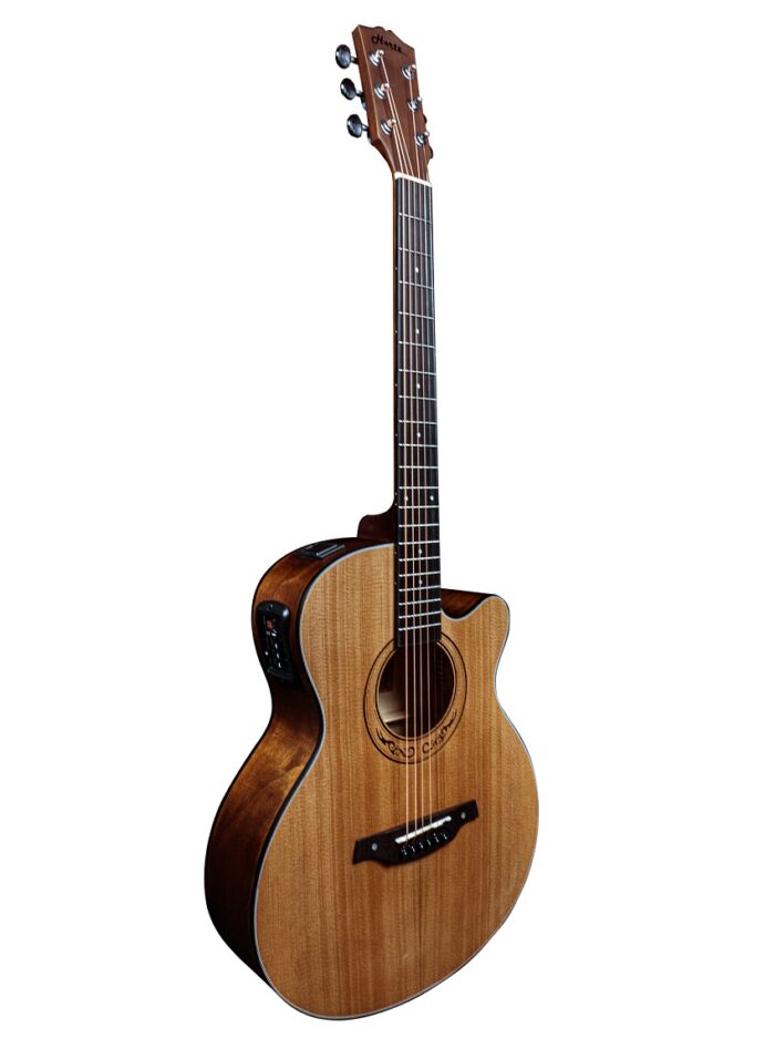 Hertz HZA4060 Semi-Acoustic Guitar - Natural_angled