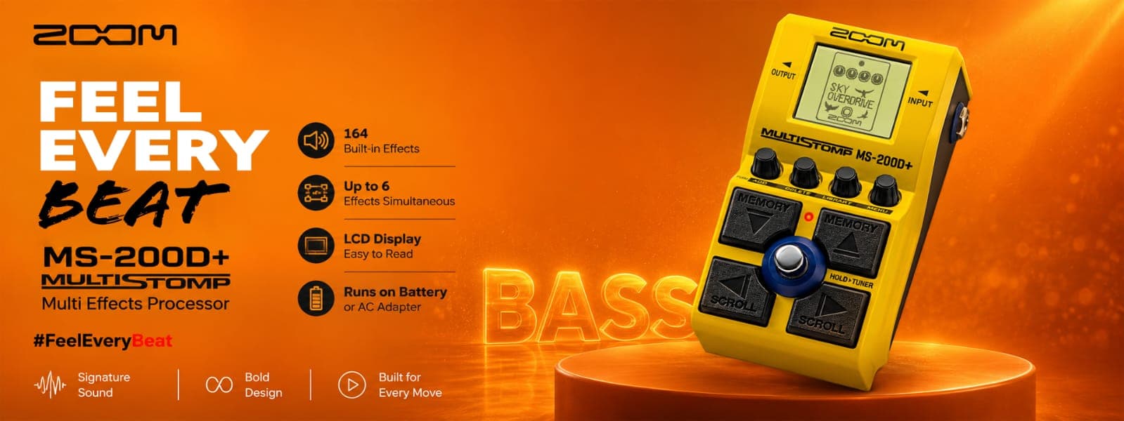 Zoom MS-200D+ MultiStomp — Feel Every Beat multi effects processor at Vibe Music