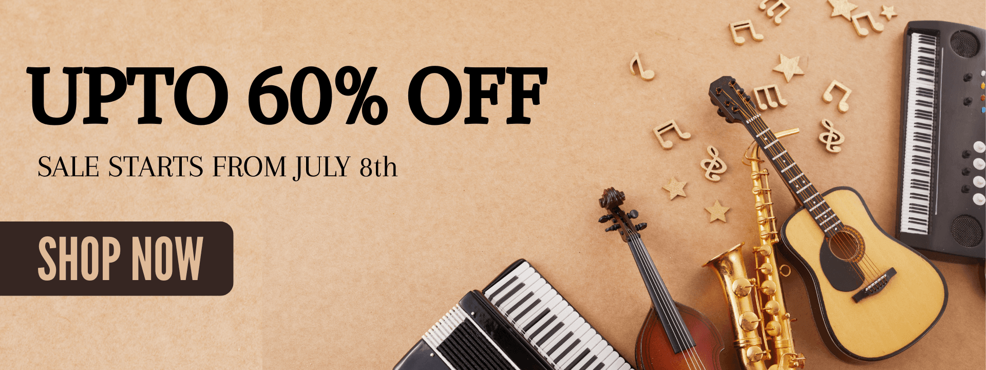 Up to 60% off — sale starts July 8th at Vibe Music