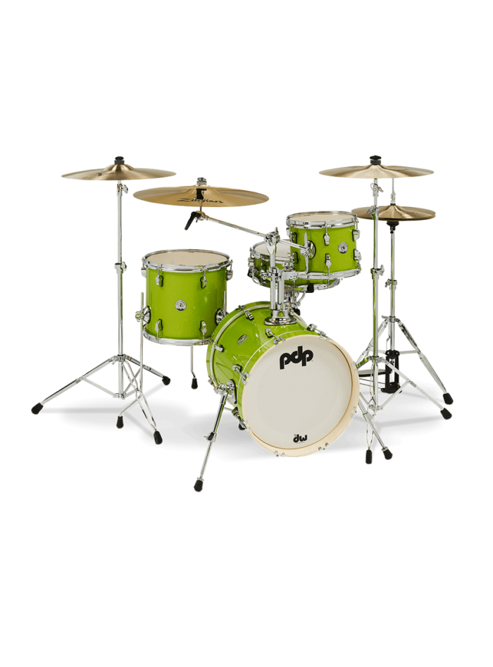 PDP PDNY1604EL New Yorker 4-Piece Drum Shell Pack – Electric Green Sparkle