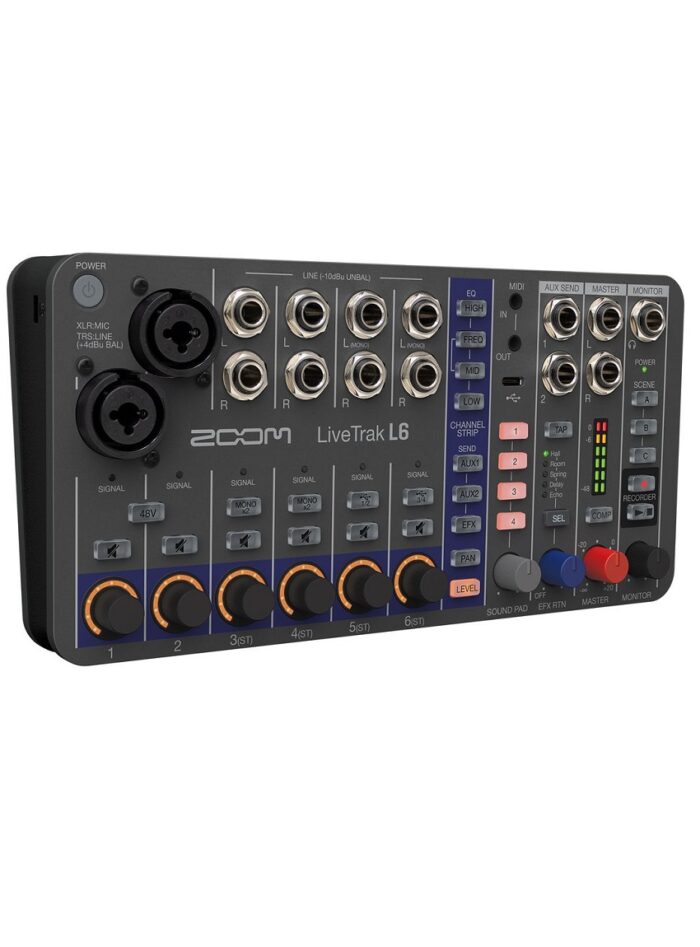 Zoom LiveTrak L6 Compact Digital Mixer_angled